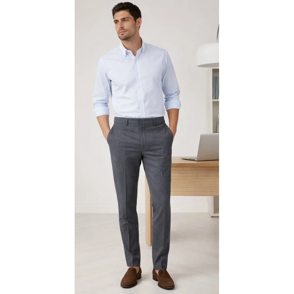 PERRY ELLIS Slim Fit Flex Stretch Dress‎ Pants 32x30 Washable Suit Gray